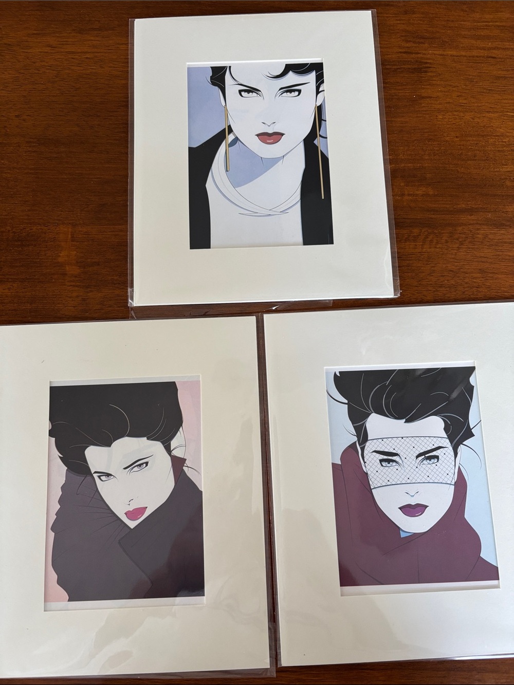 Set of 3 Patrick Nagel Art Prints Mounted & Matted 8x10 EUC